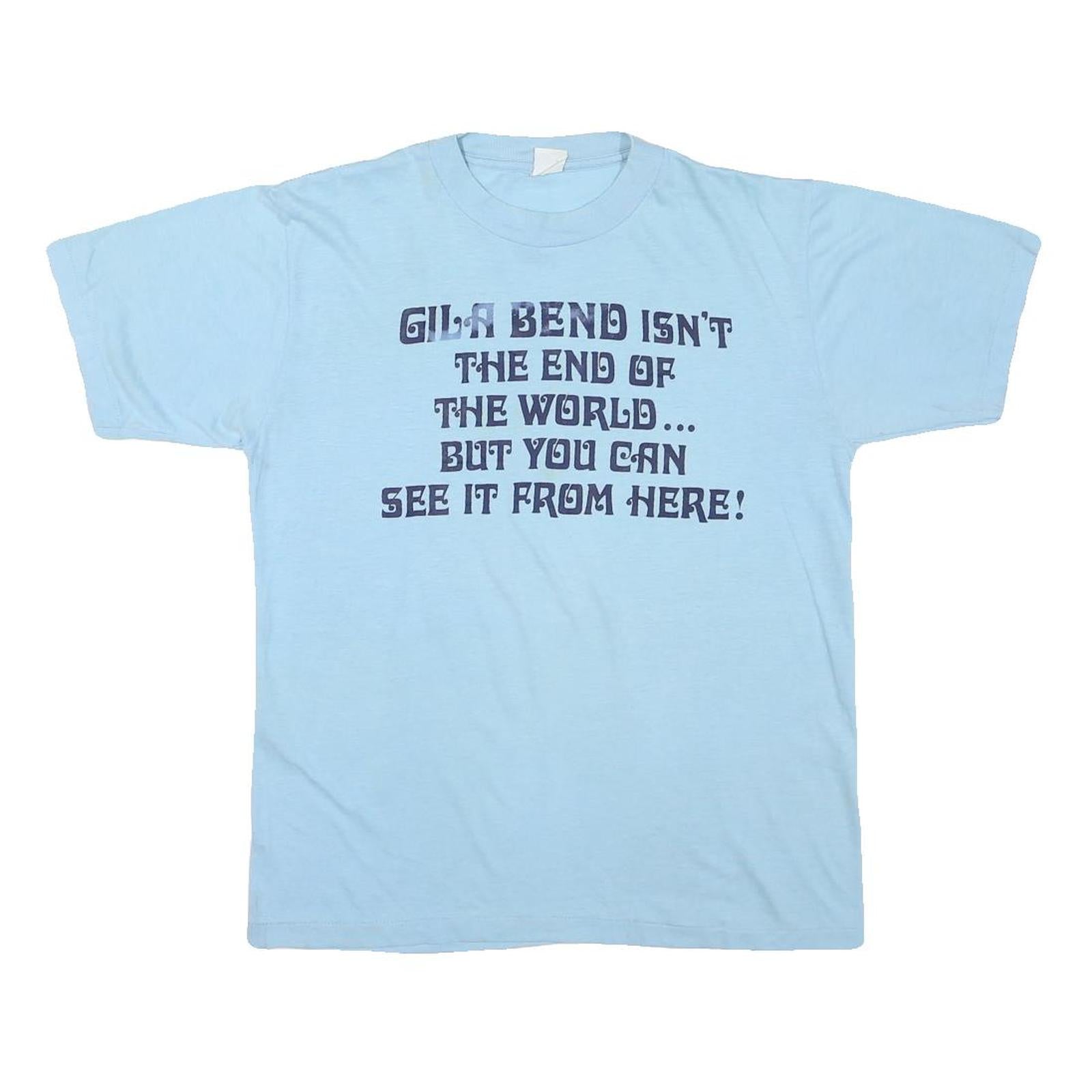 Mens Light Blue Cotton Blend Graphic T-Shirt M Short Sleeve Crew Neck Casual