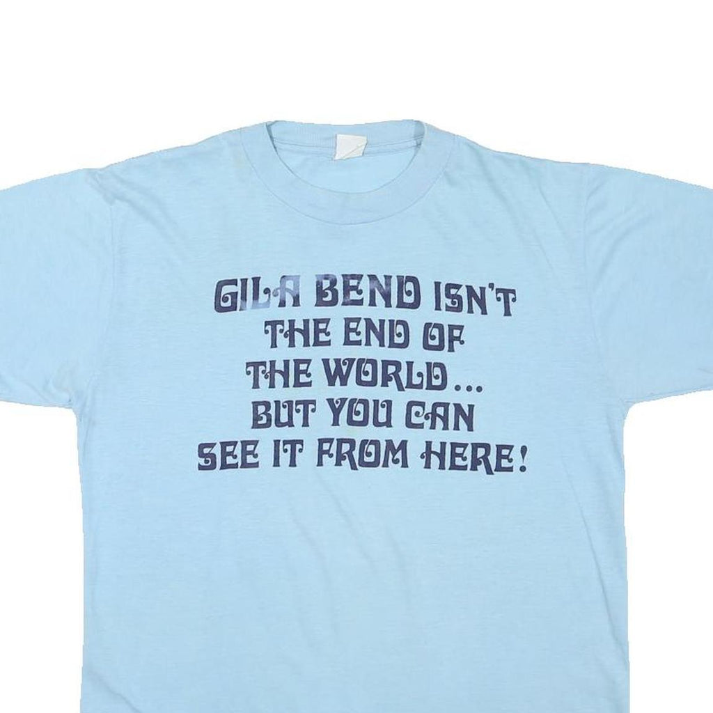 Mens Light Blue Cotton Blend Graphic T-Shirt M Short Sleeve Crew Neck Casual