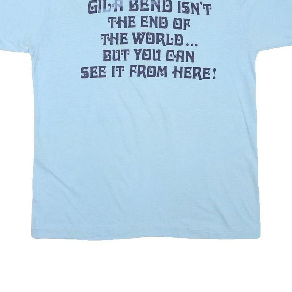 Mens Light Blue Cotton Blend Graphic T-Shirt M Short Sleeve Crew Neck Casual