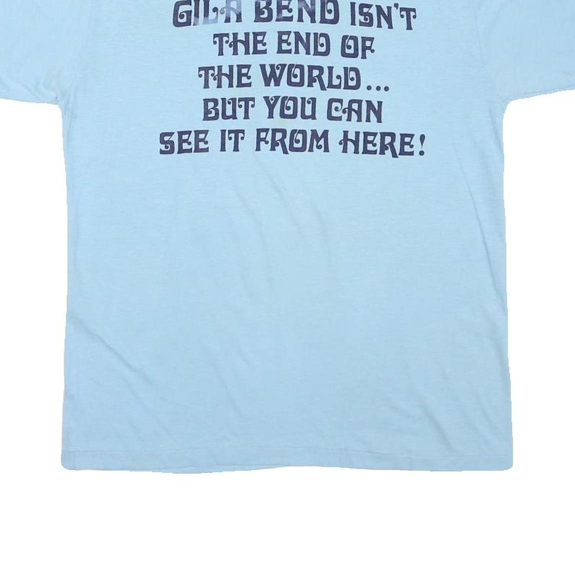 Mens Light Blue Cotton Blend Graphic T-Shirt M Short Sleeve Crew Neck Casual