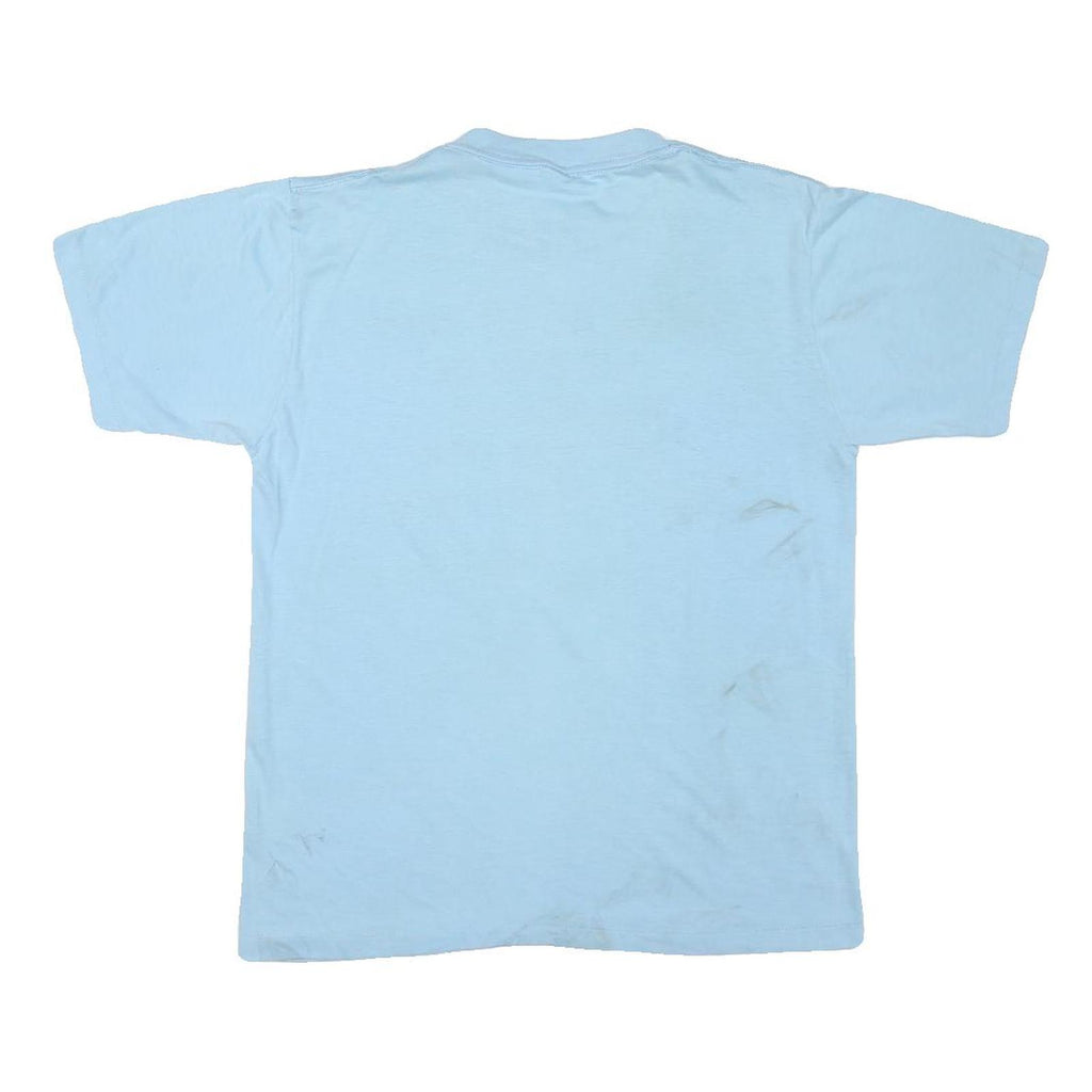 Mens Light Blue Cotton Blend Graphic T-Shirt M Short Sleeve Crew Neck Casual