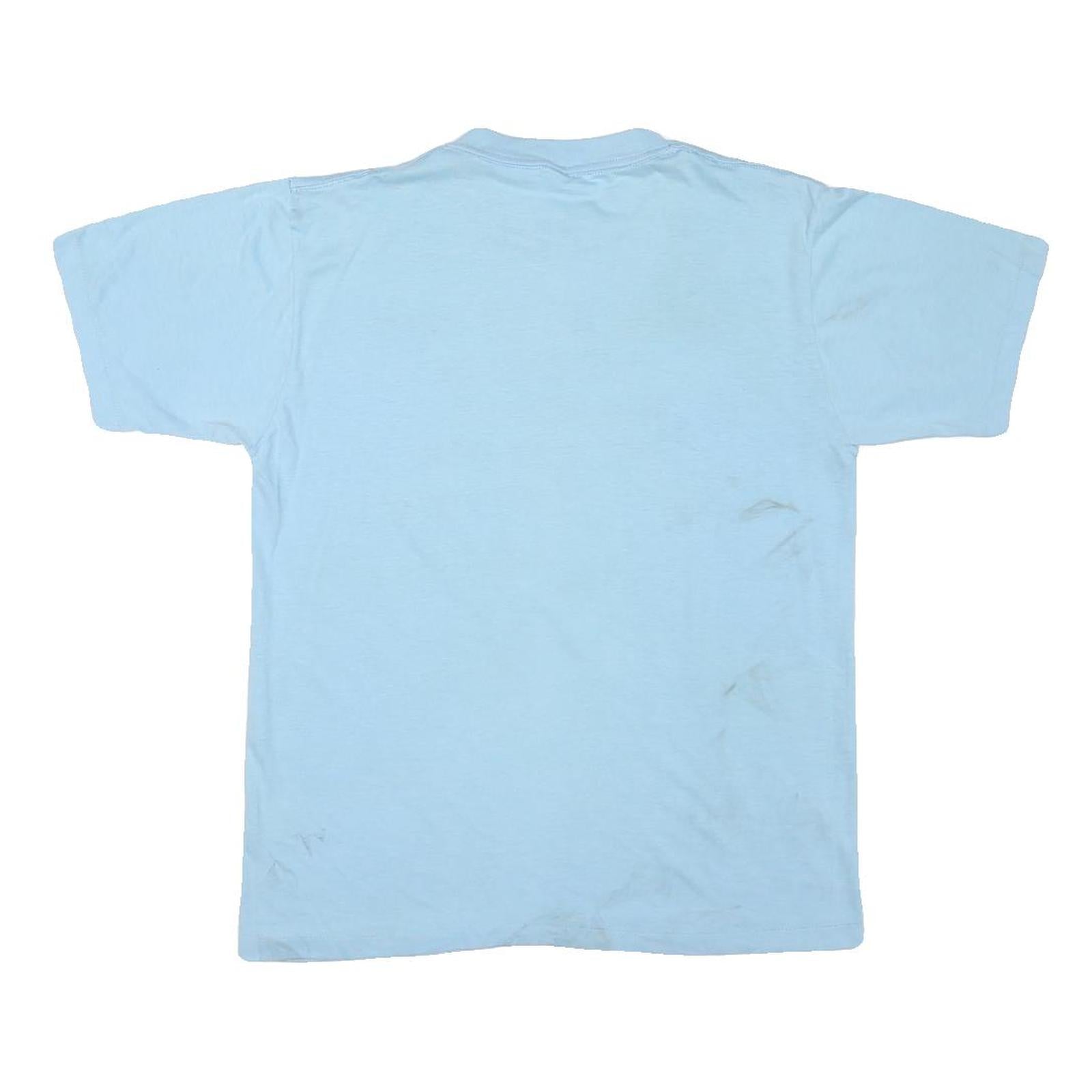 Mens Light Blue Cotton Blend Graphic T-Shirt M Short Sleeve Crew Neck Casual