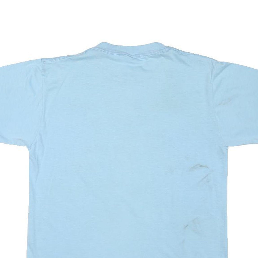 Mens Light Blue Cotton Blend Graphic T-Shirt M Short Sleeve Crew Neck Casual