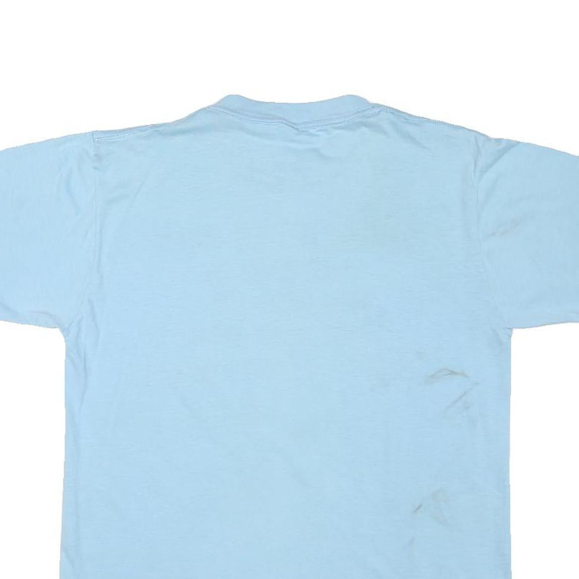 Mens Light Blue Cotton Blend Graphic T-Shirt M Short Sleeve Crew Neck Casual