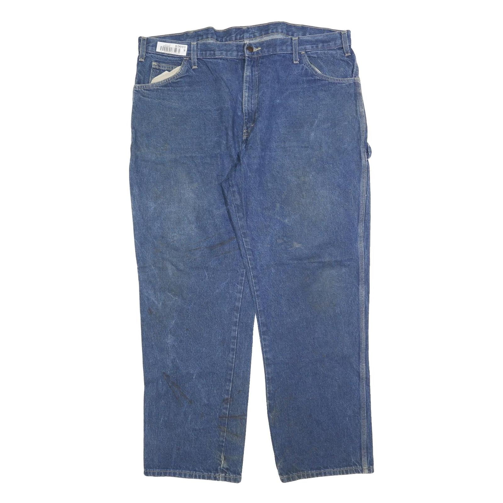 DICKIES Mens Relaxed Blue Denim Jeans W42 L32 Workwear Pockets Zip Closure