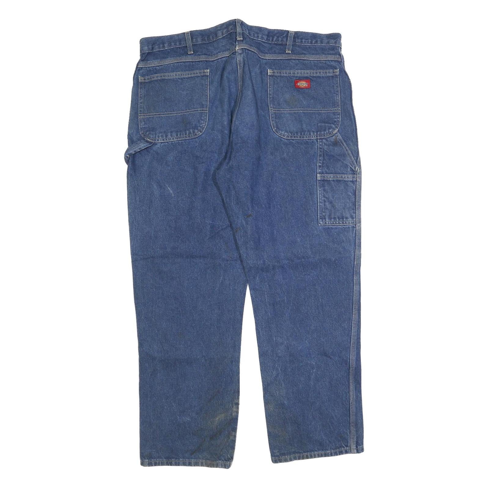DICKIES Mens Relaxed Blue Denim Jeans W42 L32 Workwear Pockets Zip Closure
