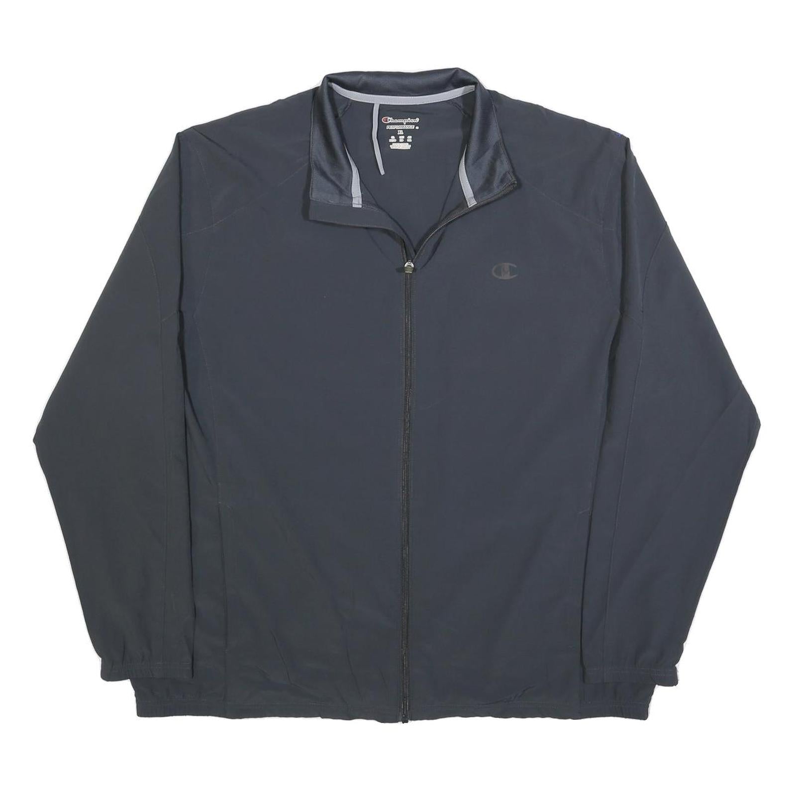 CHAMPION Mens Black Zip Jacket XL Polyester Blend Plain Lightweight Sportswear