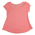 FRACOMINA Womens Pink Lace Back Cap Sleeve Top S Casual Polyester