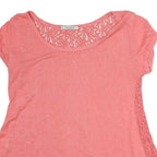 FRACOMINA Womens Pink Lace Back Cap Sleeve Top S Casual Polyester