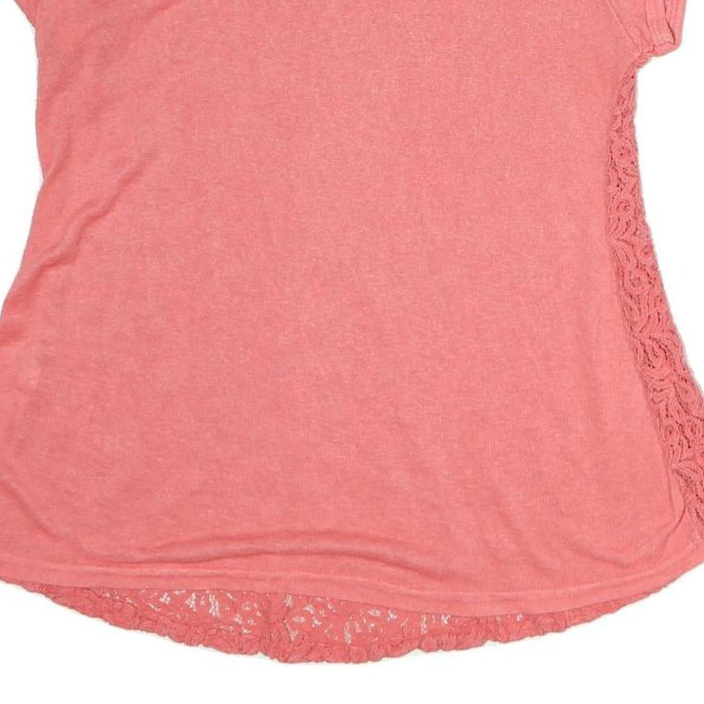 FRACOMINA Womens Pink Lace Back Cap Sleeve Top S Casual Polyester