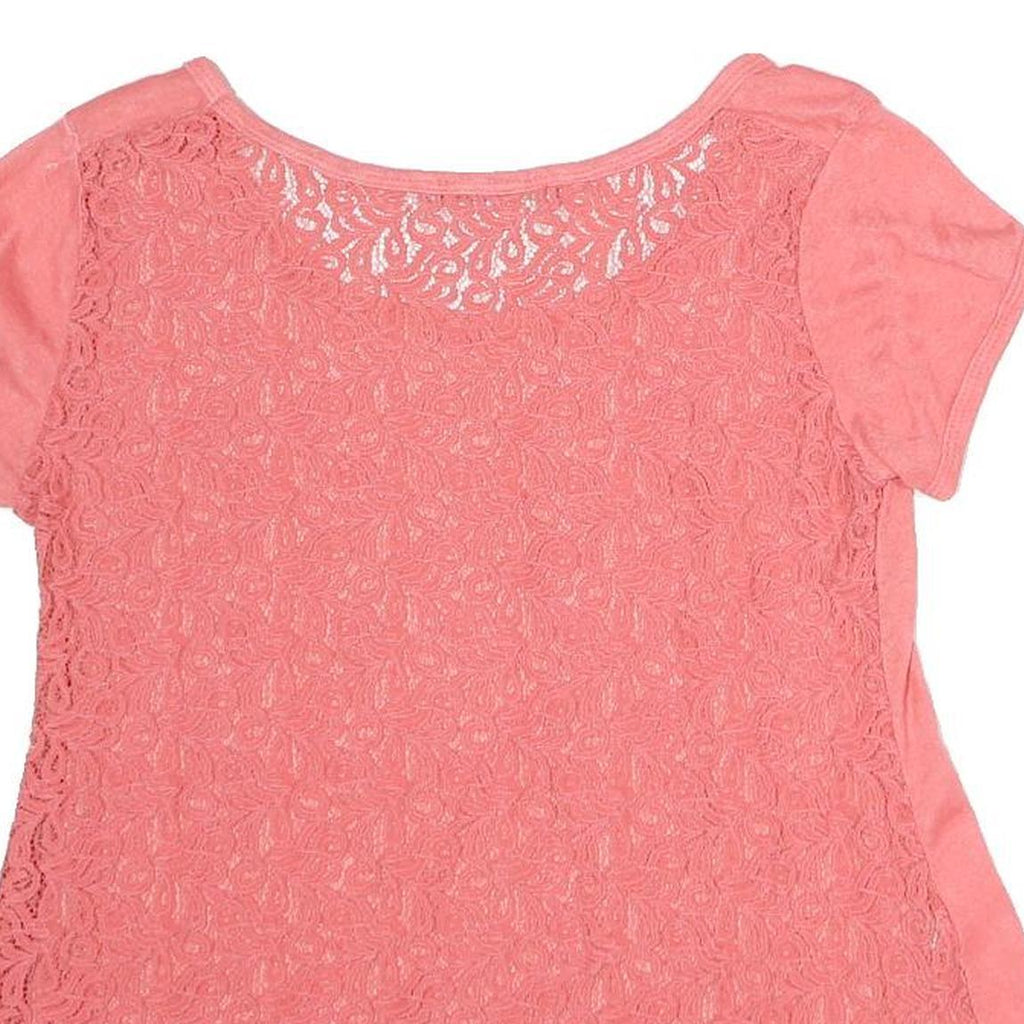 FRACOMINA Womens Pink Lace Back Cap Sleeve Top S Casual Polyester