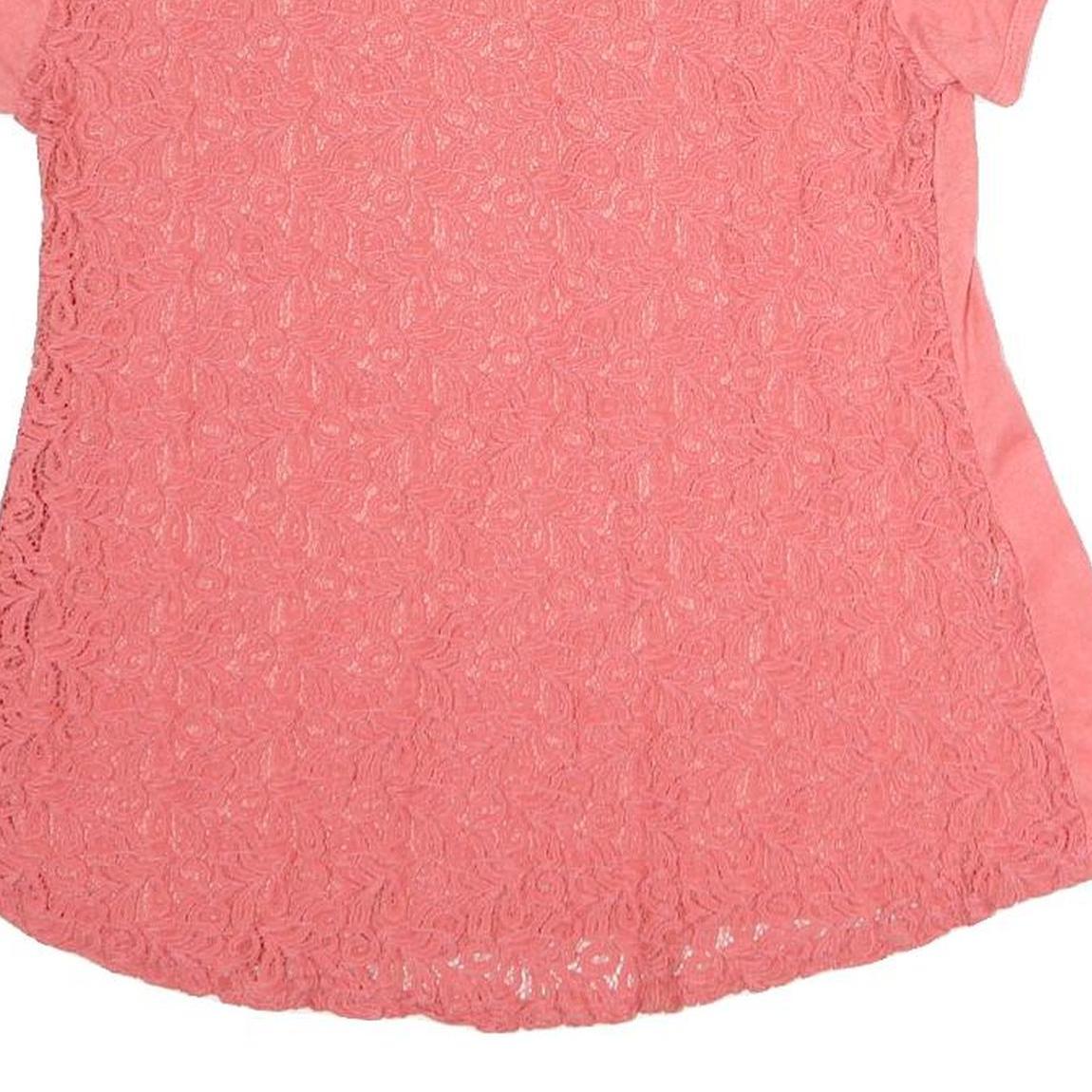 FRACOMINA Womens Pink Lace Back Cap Sleeve Top S Casual Polyester