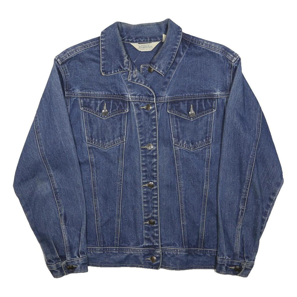 ST JOHN'S BAY Womens Blue Denim Jacket M Button Classic Fit Casual Outerwear