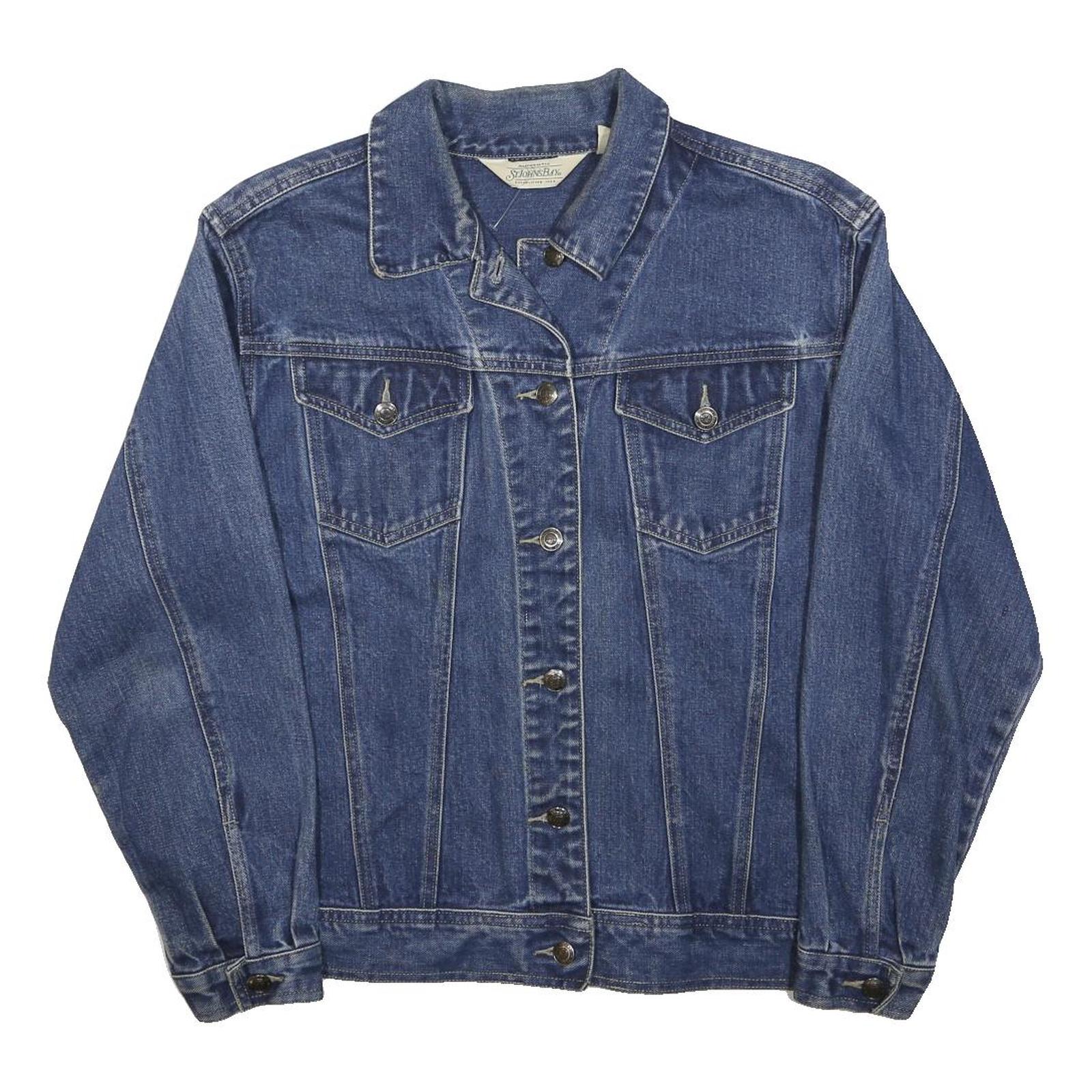 ST JOHN'S BAY Womens Blue Denim Jacket M Button Classic Fit Casual Outerwear