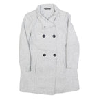 Womens Grey Button Front Jacket S Woven Classic Fit Workwear Stylish Outerwear