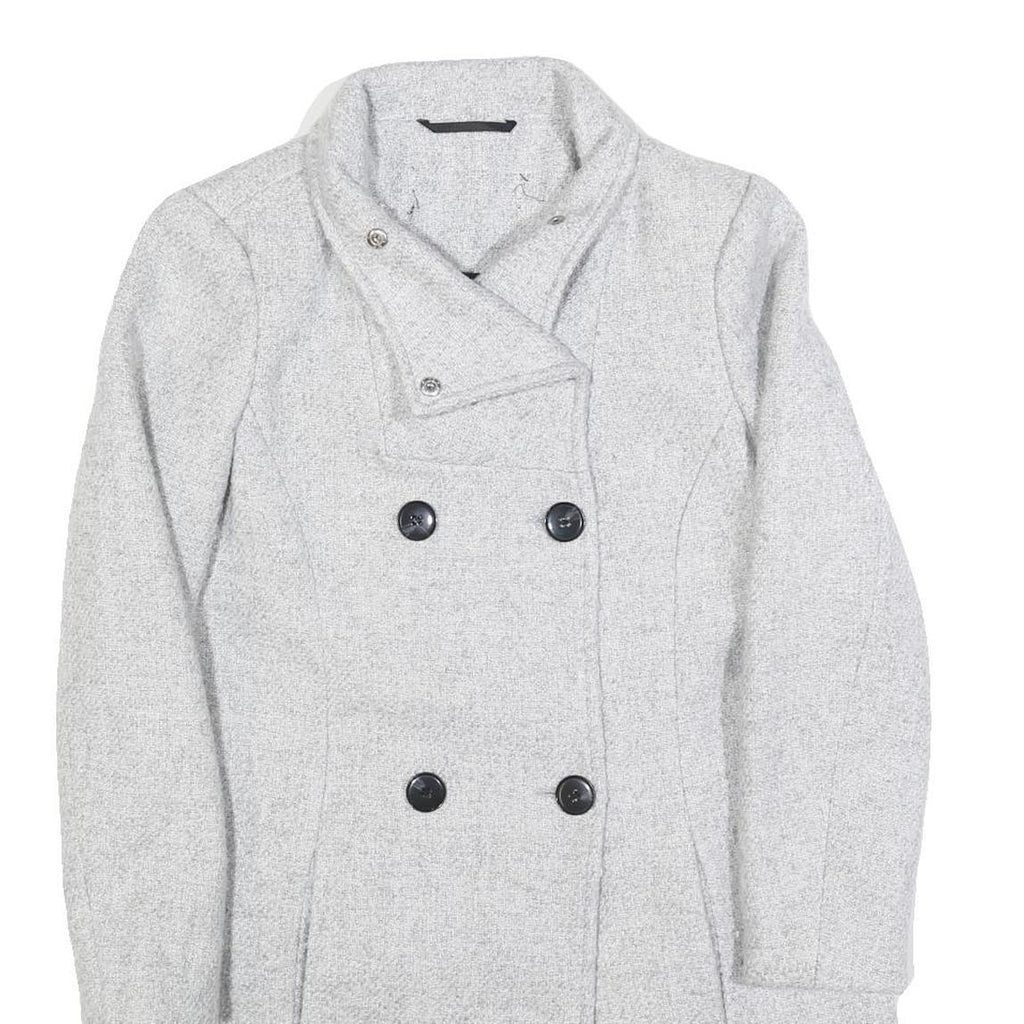 Womens Grey Button Front Jacket S Woven Classic Fit Workwear Stylish Outerwear