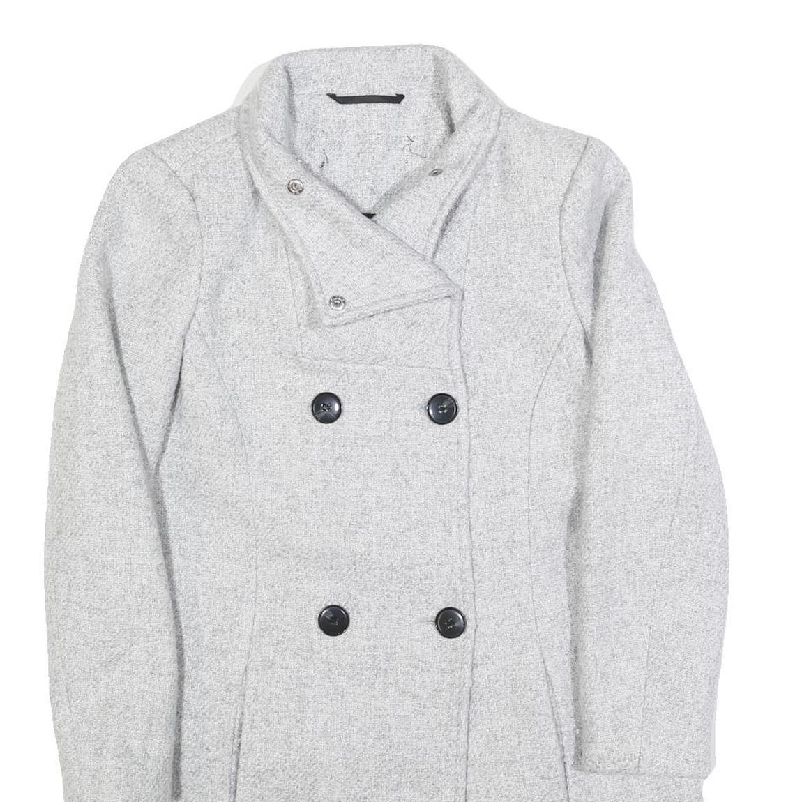 Womens Grey Button Front Jacket S Woven Classic Fit Workwear Stylish Outerwear