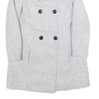 Womens Grey Button Front Jacket S Woven Classic Fit Workwear Stylish Outerwear