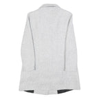 Womens Grey Button Front Jacket S Woven Classic Fit Workwear Stylish Outerwear