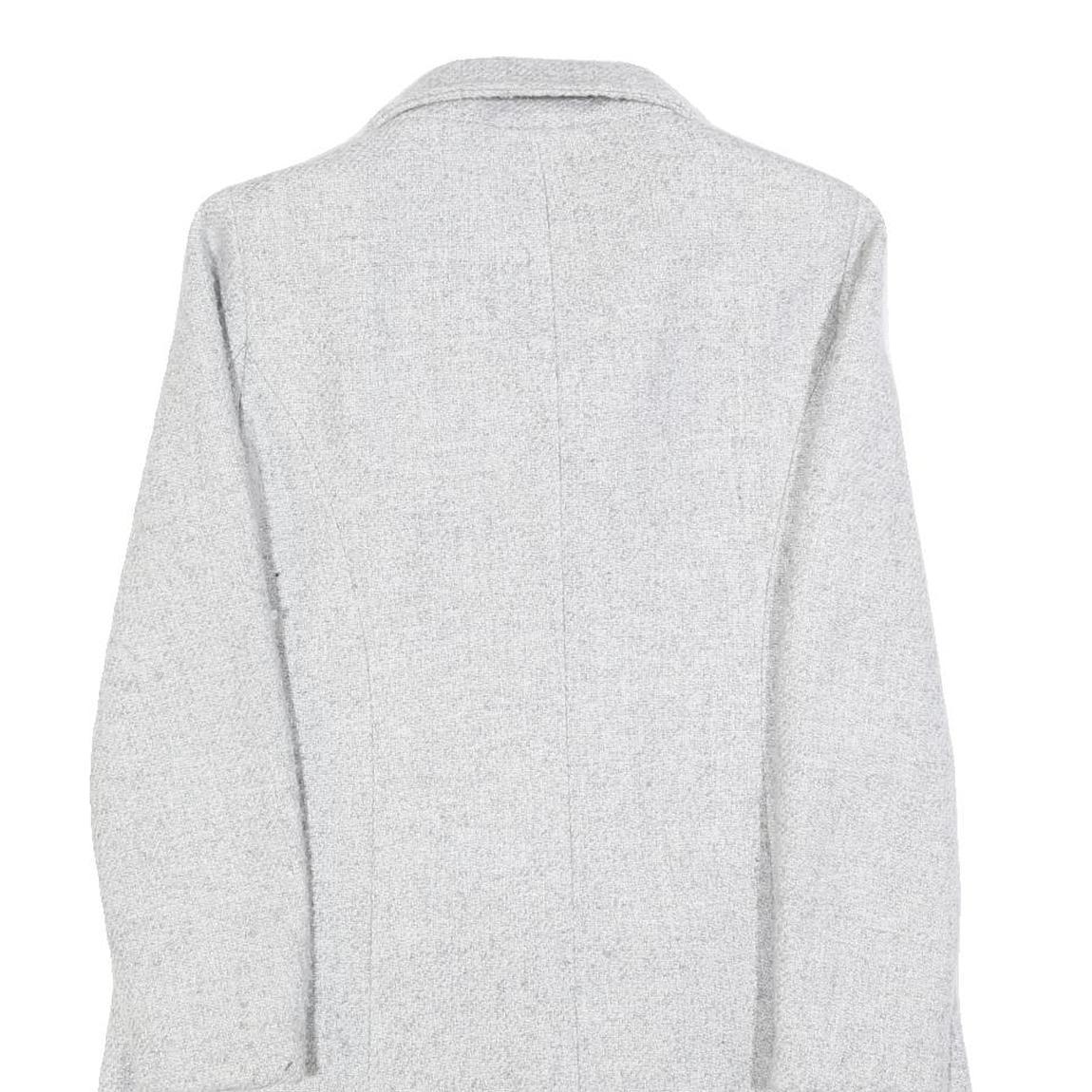 Womens Grey Button Front Jacket S Woven Classic Fit Workwear Stylish Outerwear