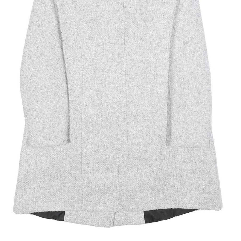 Womens Grey Button Front Jacket S Woven Classic Fit Workwear Stylish Outerwear