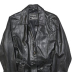 LONDON MARKET Womens Black Leather Jacket M Button Classic Timeless Outerwear