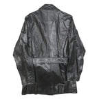 LONDON MARKET Womens Black Leather Jacket M Button Classic Timeless Outerwear