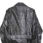 LONDON MARKET Womens Black Leather Jacket M Button Classic Timeless Outerwear