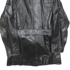 LONDON MARKET Womens Black Leather Jacket M Button Classic Timeless Outerwear