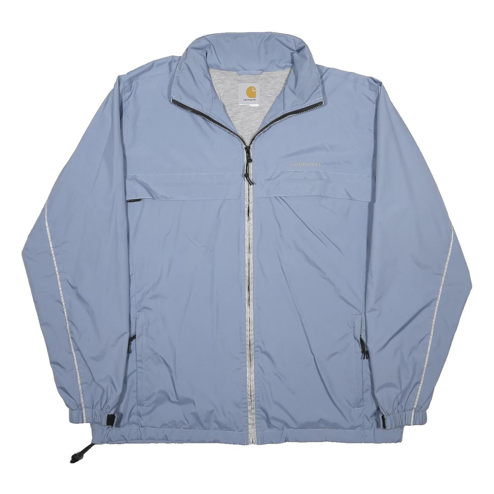 CARHARTT Mens Blue Jacket L Woven Plain Lightweight Zip Closure Casual
