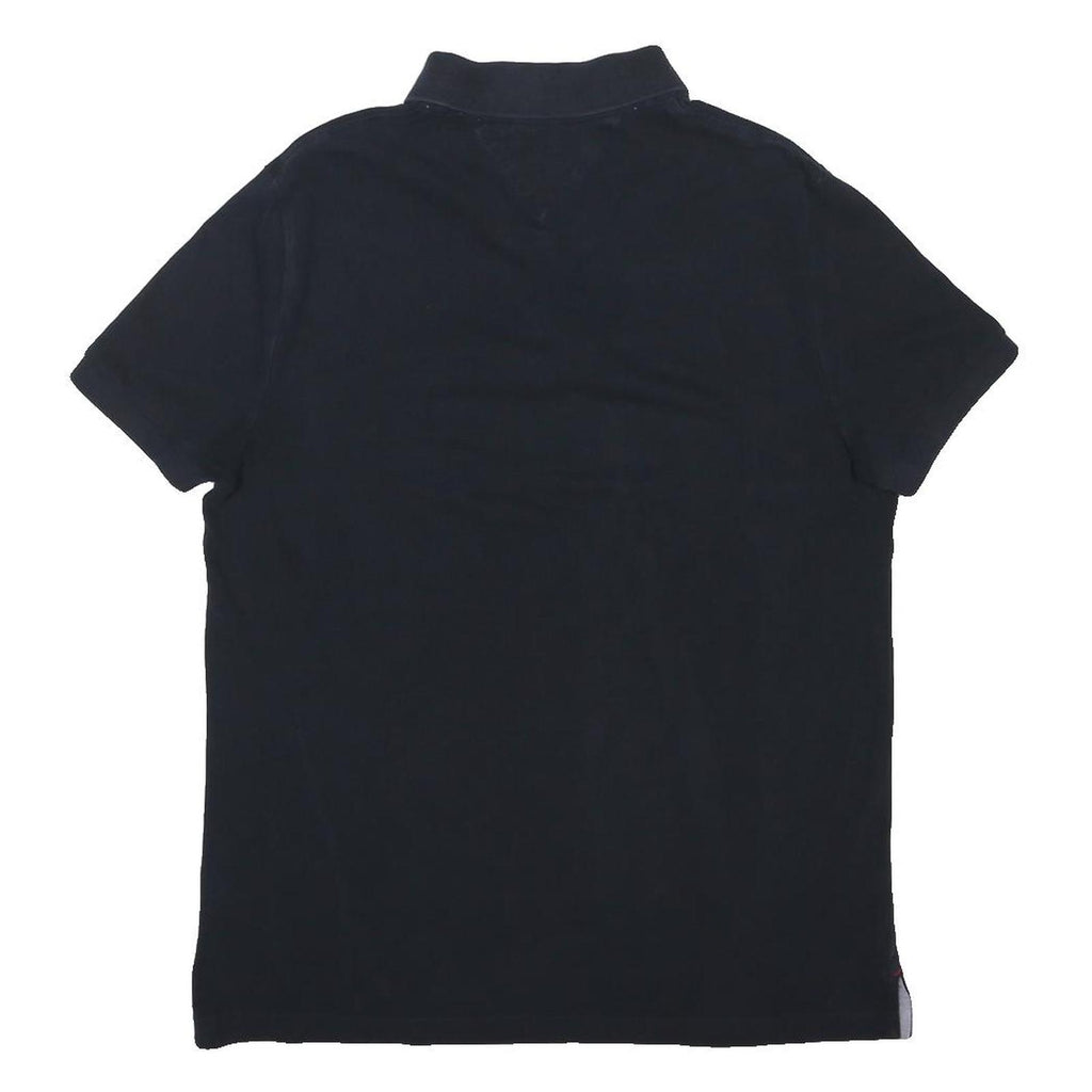 TOMMY HILFIGER Mens Navy Blue Short Sleeve Plain Polo Shirt M Cotton Blend