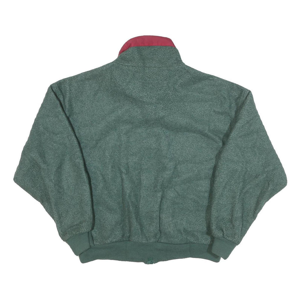 CABIN CREEK Mens Green & Burgundy Fleece Jacket S Polyester Blend Zip Casual