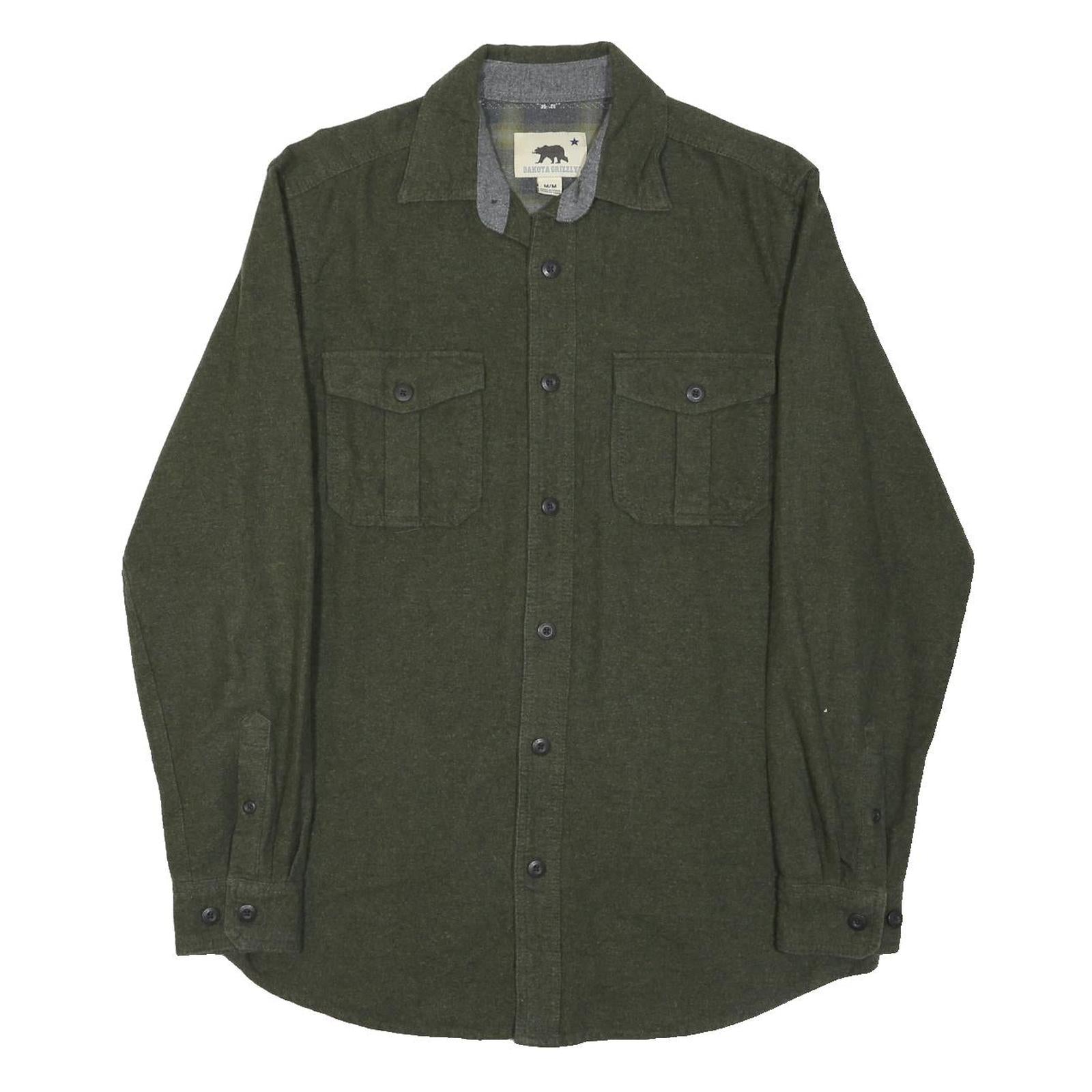 DAKOTA GRIZZLY Mens Green Cotton Blend Shirt M Casual Workwear Buttoned Pockets