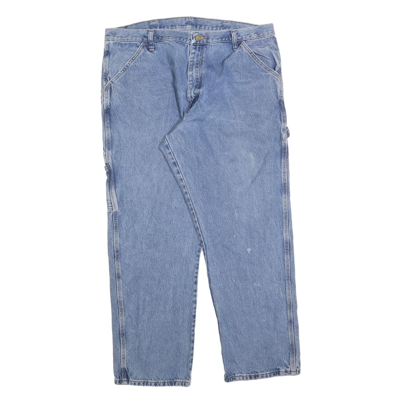 DICKIES Mens Jeans Blue Relaxed Loose Denim Light W38 L30 Workwear Zip Closure