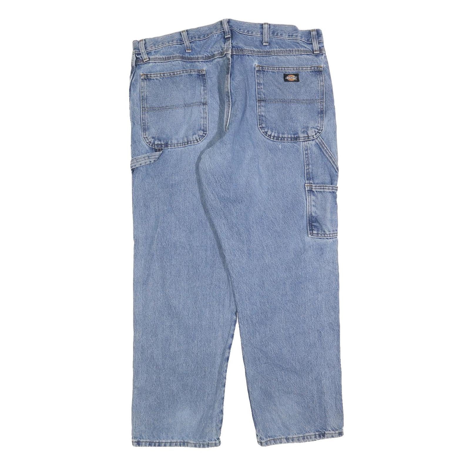 DICKIES Mens Jeans Blue Relaxed Loose Denim Light W38 L30 Workwear Zip Closure