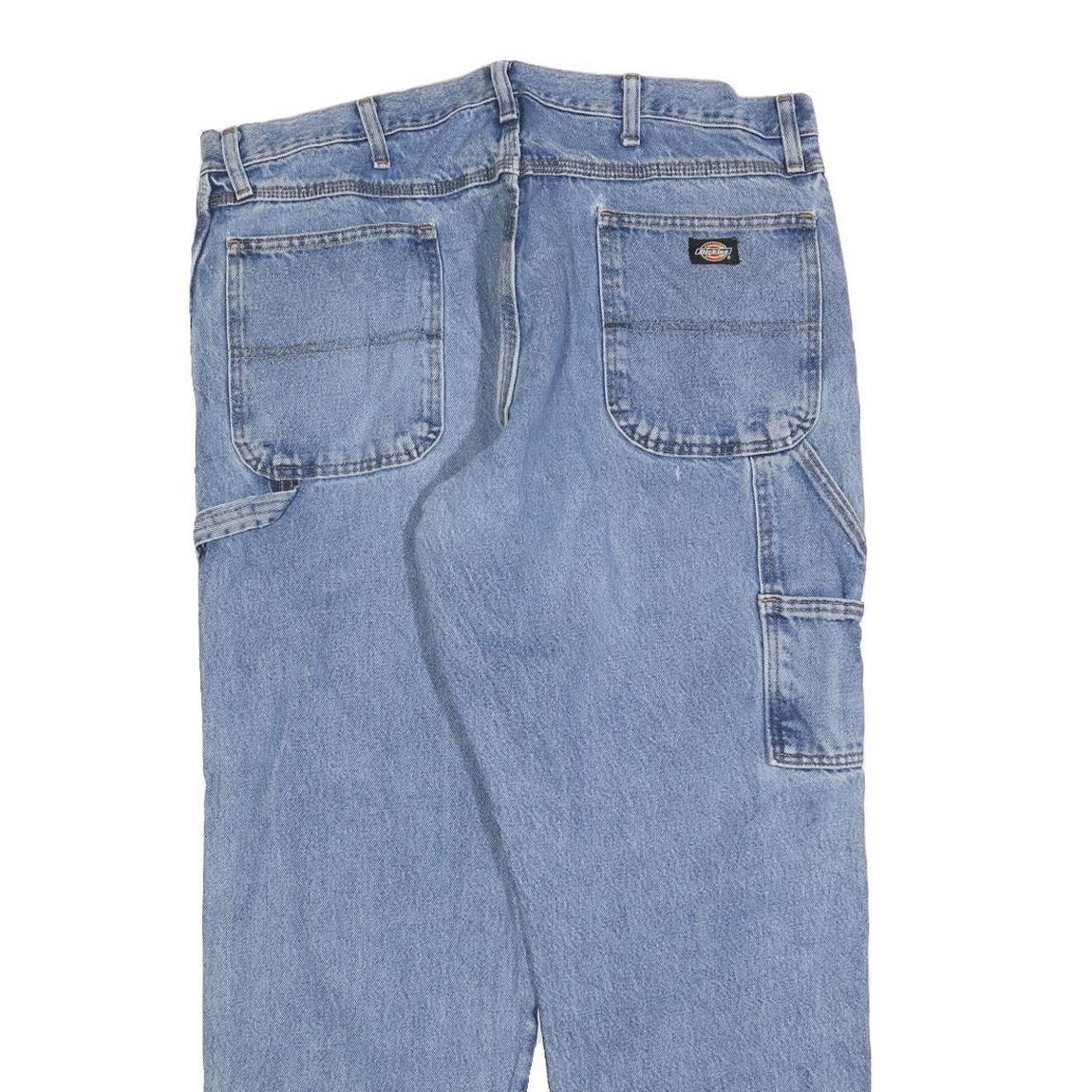 DICKIES Mens Jeans Blue Relaxed Loose Denim Light W38 L30 Workwear Zip Closure