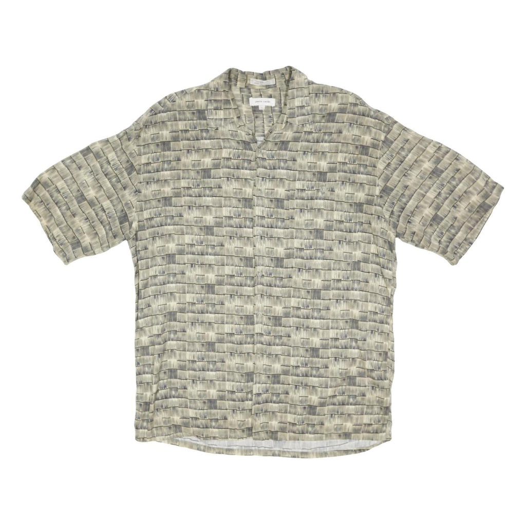 PIERRE CARDIN Mens Grey Pattern Rayon Shirt M Casual Short Sleeve Summer