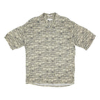 PIERRE CARDIN Mens Grey Pattern Rayon Shirt M Casual Short Sleeve Summer