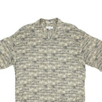 PIERRE CARDIN Mens Grey Pattern Rayon Shirt M Casual Short Sleeve Summer