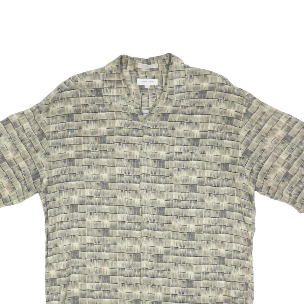 PIERRE CARDIN Mens Grey Pattern Rayon Shirt M Casual Short Sleeve Summer