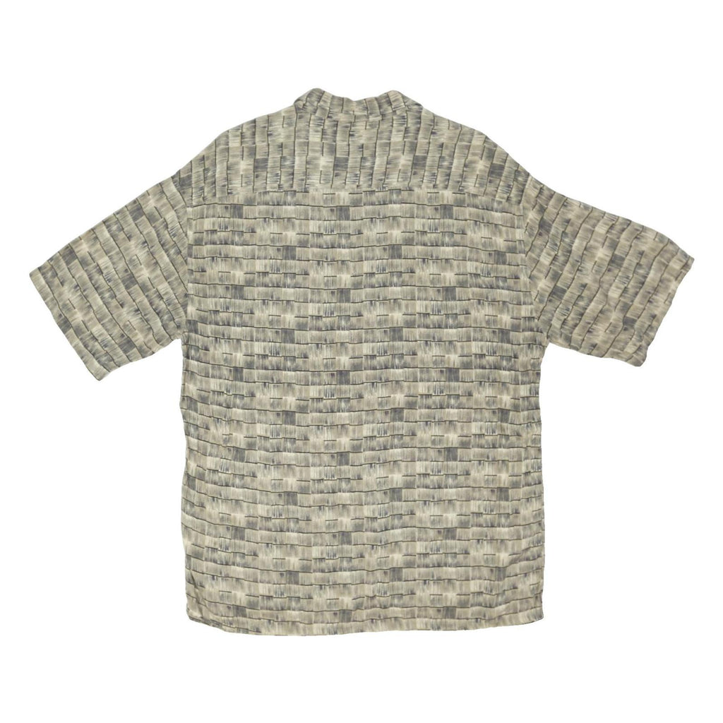 PIERRE CARDIN Mens Grey Pattern Rayon Shirt M Casual Short Sleeve Summer