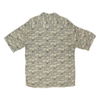 PIERRE CARDIN Mens Grey Pattern Rayon Shirt M Casual Short Sleeve Summer