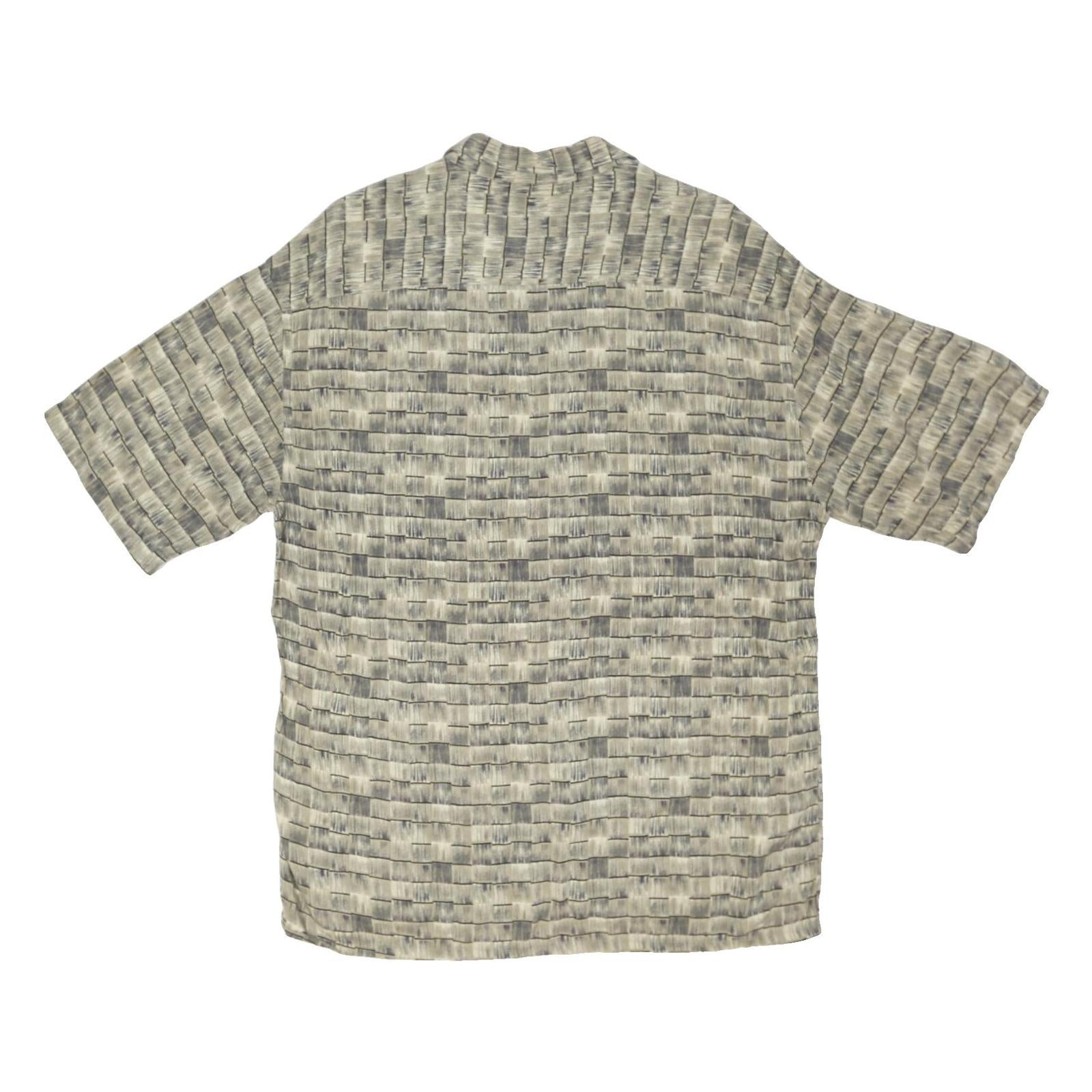 PIERRE CARDIN Mens Grey Pattern Rayon Shirt M Casual Short Sleeve Summer