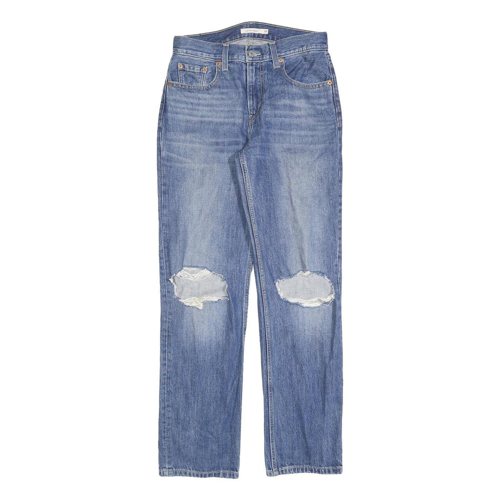 LEVI'S Womens Regular Blue Denim Stone Wash W29 L31 Distressed Zip Jeans