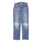 LEVI'S Womens Regular Blue Denim Stone Wash W29 L31 Distressed Zip Jeans