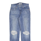 LEVI'S Womens Regular Blue Denim Stone Wash W29 L31 Distressed Zip Jeans