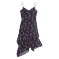 PIMKIE Asymmetrical Womens Day Dress Black Floral Sleeveless Midi S
