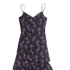 PIMKIE Asymmetrical Womens Day Dress Black Floral Sleeveless Midi S