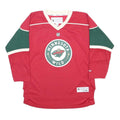 REEBOK Boys Red & Green Minnesota Wild Hockey Jersey L Long Sleeve V-Neck