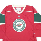 REEBOK Boys Red & Green Minnesota Wild Hockey Jersey L Long Sleeve V-Neck